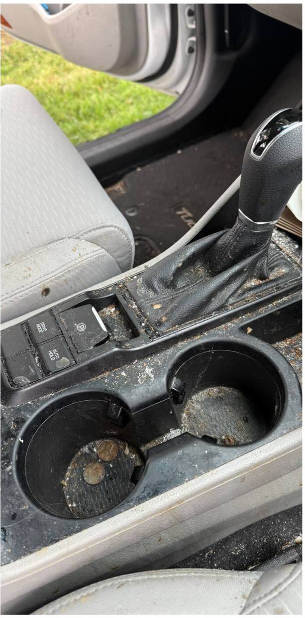 Center console before detailing